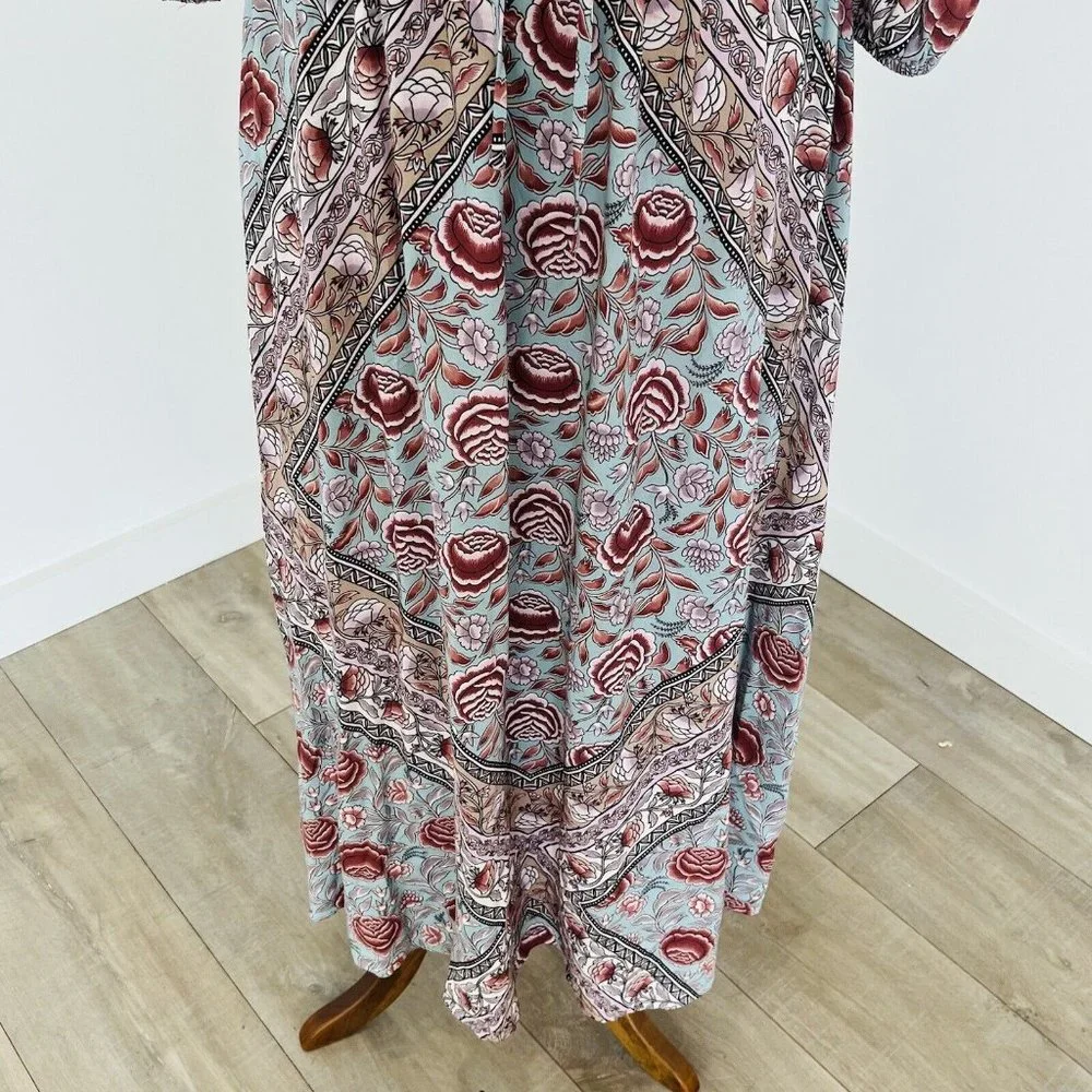 Tigerlily Maxi Dress Floral Rose Print Off the Shoulder Long Sleeve Size 8 - Picture 3 of 7